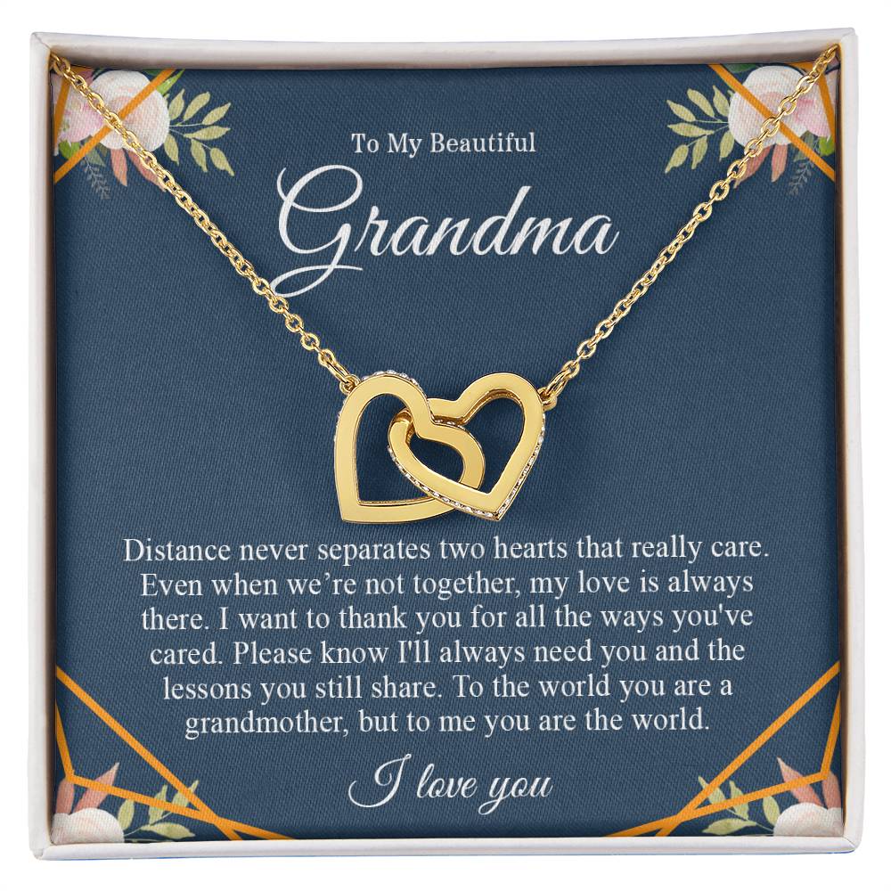 To My Beautiful Grandma | I Love You - Interlocking Hearts necklace