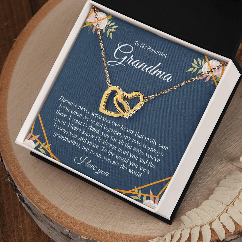 To My Beautiful Grandma | I Love You - Interlocking Hearts necklace