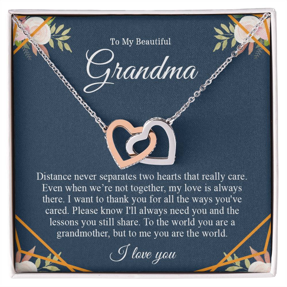 To My Beautiful Grandma | I Love You - Interlocking Hearts necklace