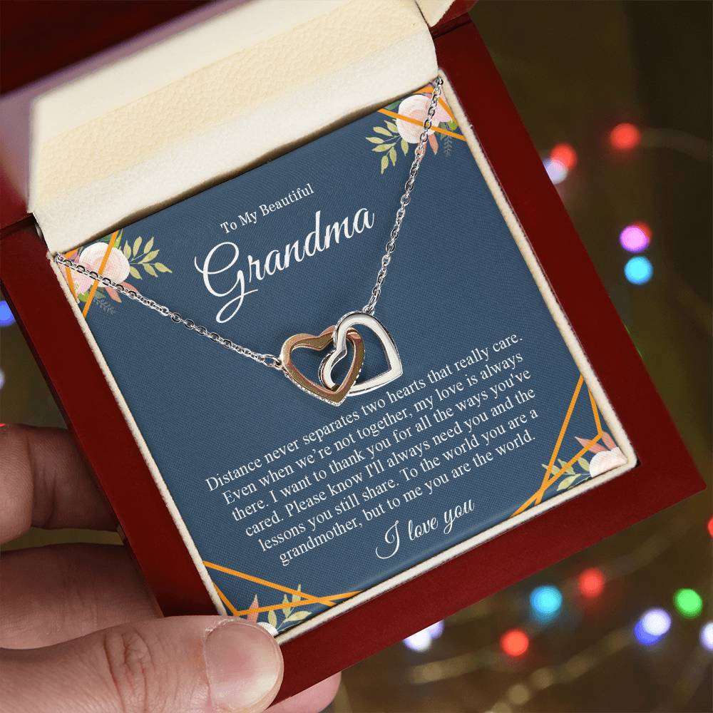 To My Beautiful Grandma | I Love You - Interlocking Hearts necklace